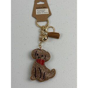 Sparkly Bling Dog Keychain With Tassel & Bells